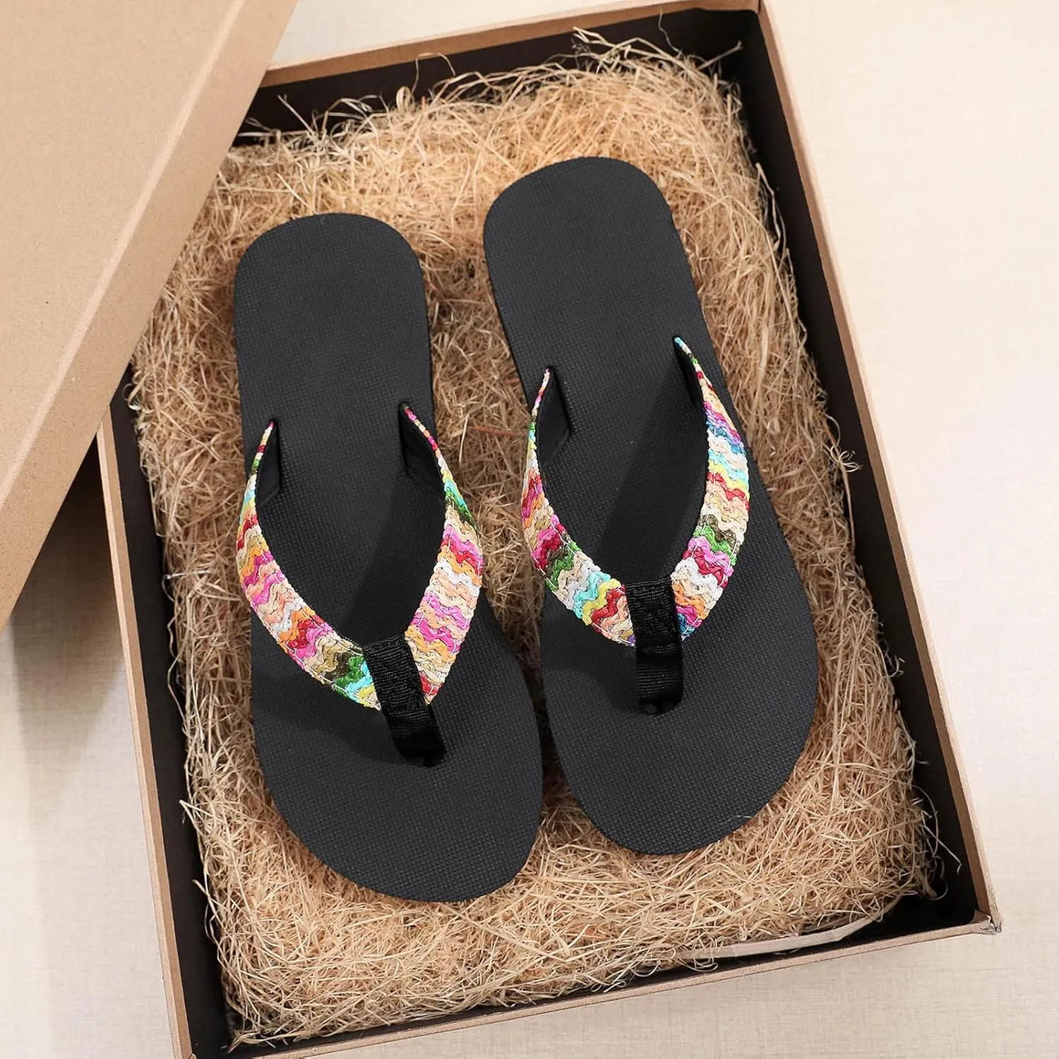 Beach Flip Flops Women Sandals for Women Comfortable Comfortable Beach Thong Sandals with Arch Support