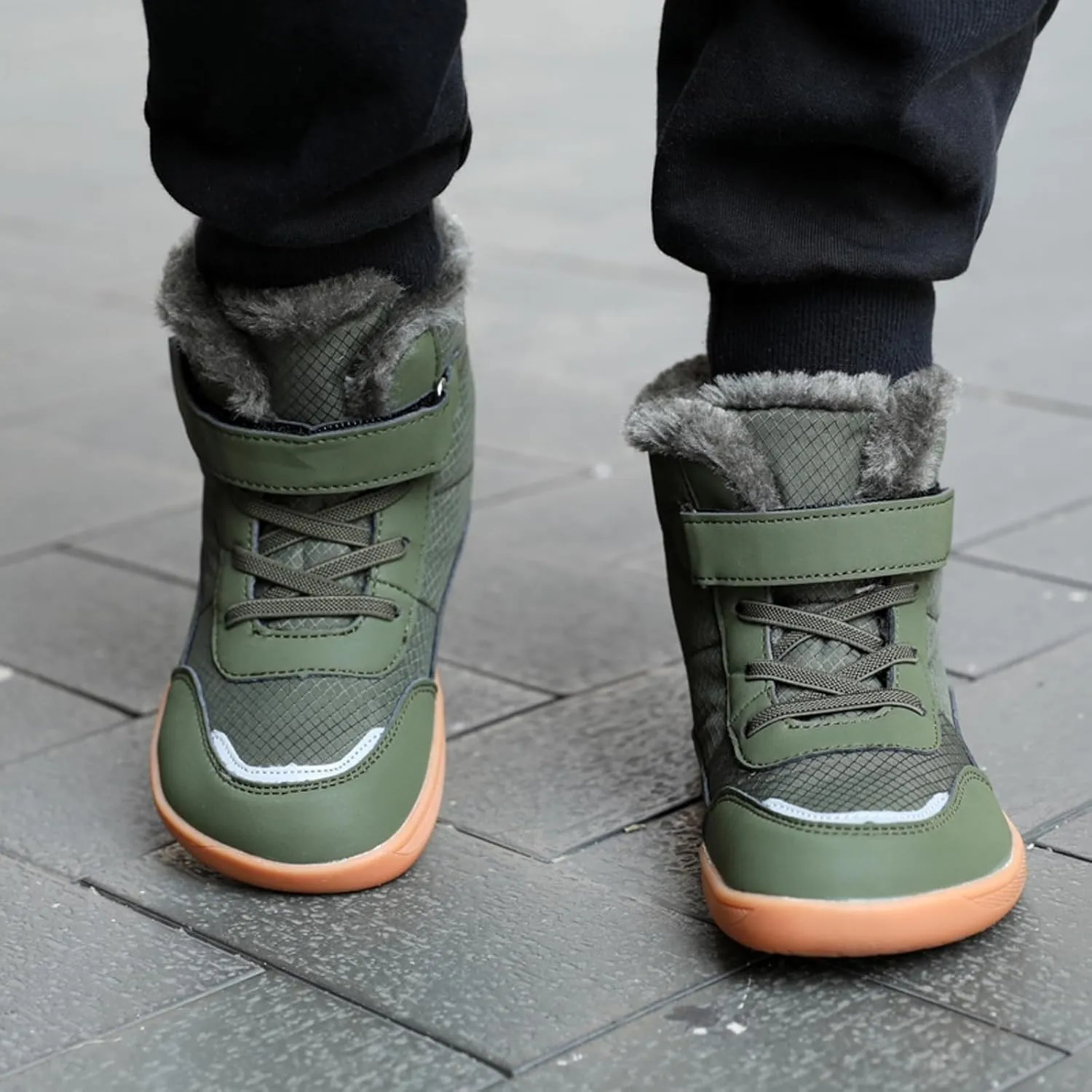 Boys Girls Barefoot Winter Boots With Wide Toe Box Slip Drop Sole Ankle Winter Snow Boots For Boys Size 5 Shoes