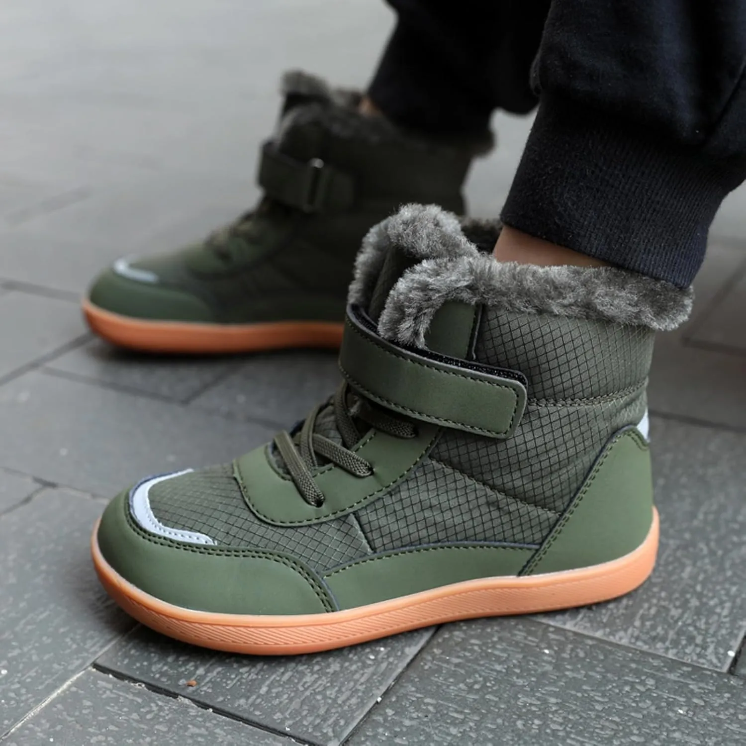 Boys Girls Barefoot Winter Boots With Wide Toe Box Slip Drop Sole Ankle Winter Snow Boots For Boys Size 5 Shoes