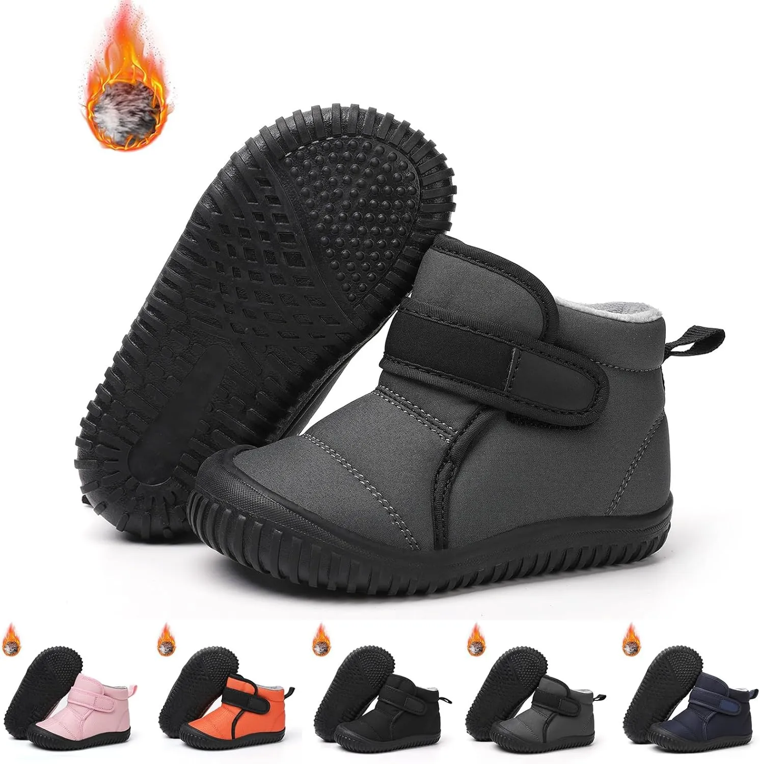 Boys Kids Fuzzy Snow Booties Winter Ski Shoes Childrens Cotton Warm Open Toe Non Slip Boots Fashion Warm Comfy Shoes