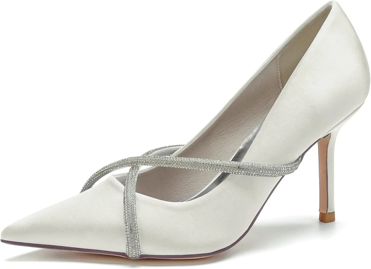 Bridal Shoes Stilettos 3 Inch Slip on Formal Dress Shoes for Ladies Wedding Party Evening Work,Ivory,12