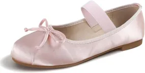 JOEupin Women's Pink Ballet Flats with Bow - Comfortable & Lightweight Shoes | Ballet Flats with Strap | Non-Slip Sole & Cushioned Arch Support Slip-On Shoes for Wedding/Work