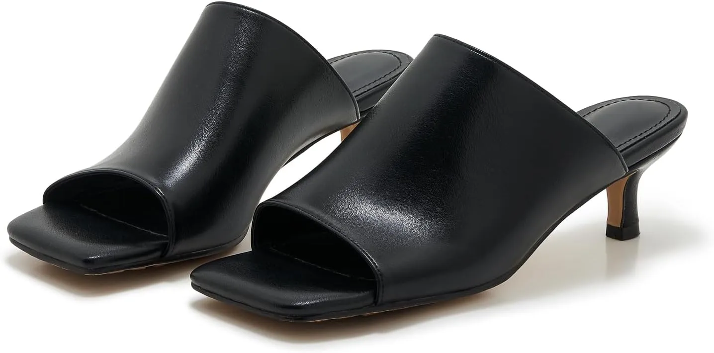 kitten heel sandals For Women 2 Inch Low Heel Comfort Square Toe Slingback Open Toe Peep Toe Heels