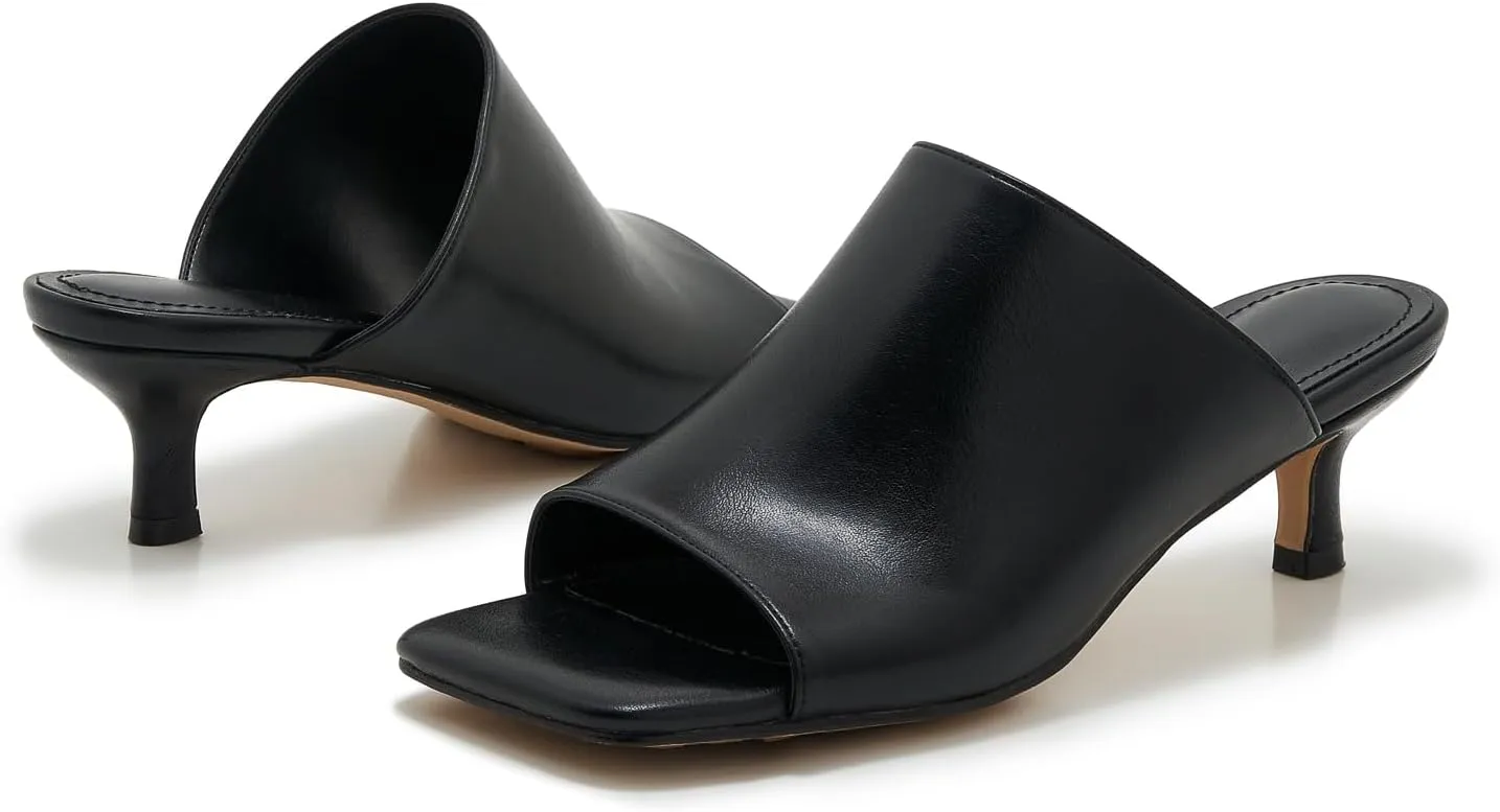 kitten heel sandals For Women 2 Inch Low Heel Comfort Square Toe Slingback Open Toe Peep Toe Heels