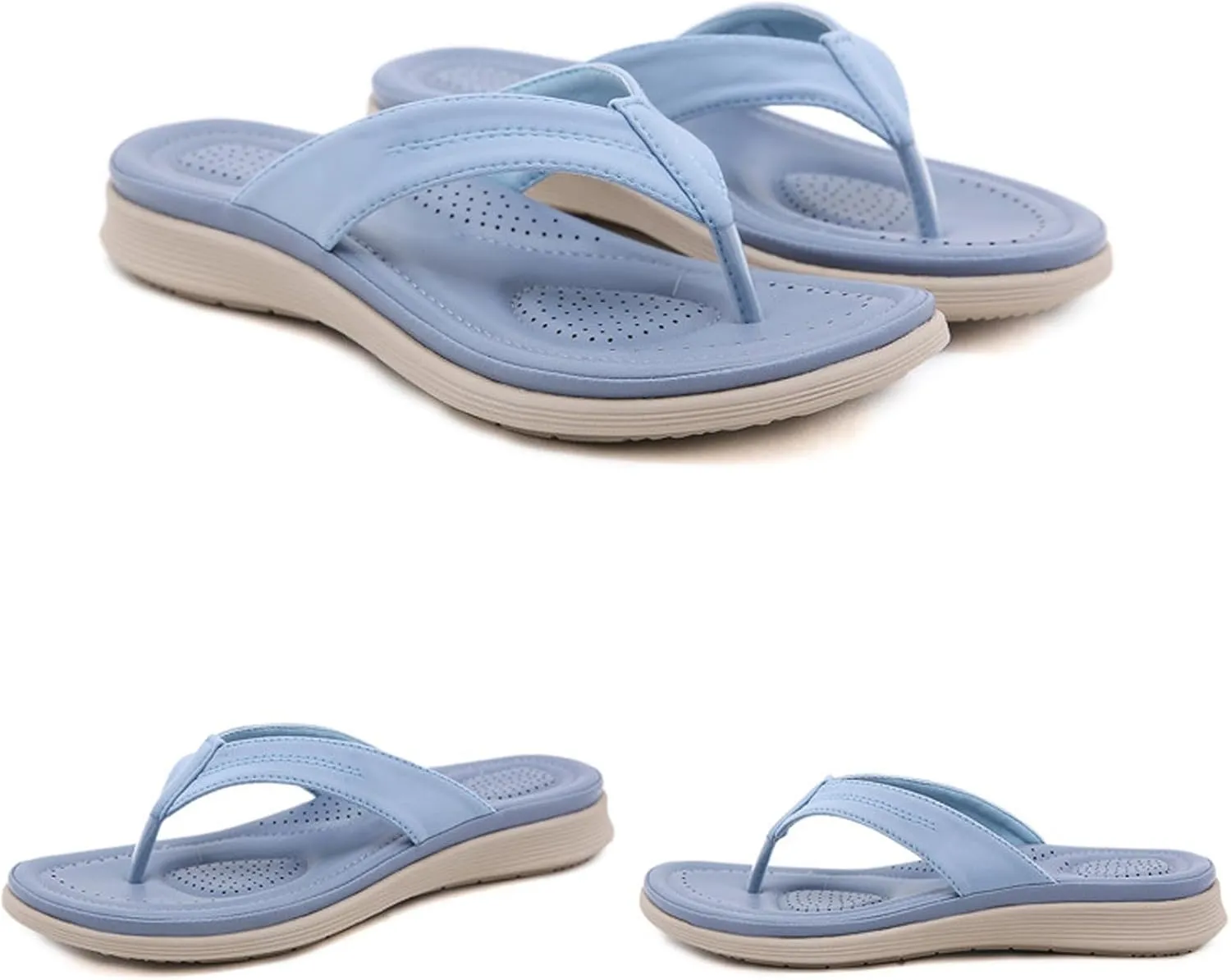 Ladies Summer Casual Solid Colour Thick Bottom Beach Large Size Slope Heel Sandal Womens Bling Flip Flops Size 9