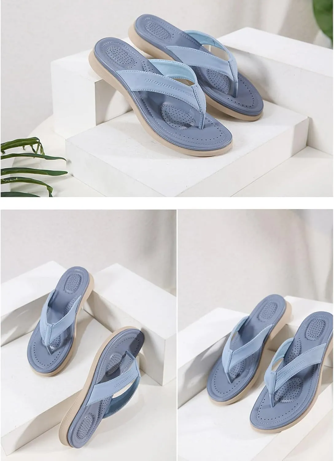 Ladies Summer Casual Solid Colour Thick Bottom Beach Large Size Slope Heel Sandal Womens Bling Flip Flops Size 9