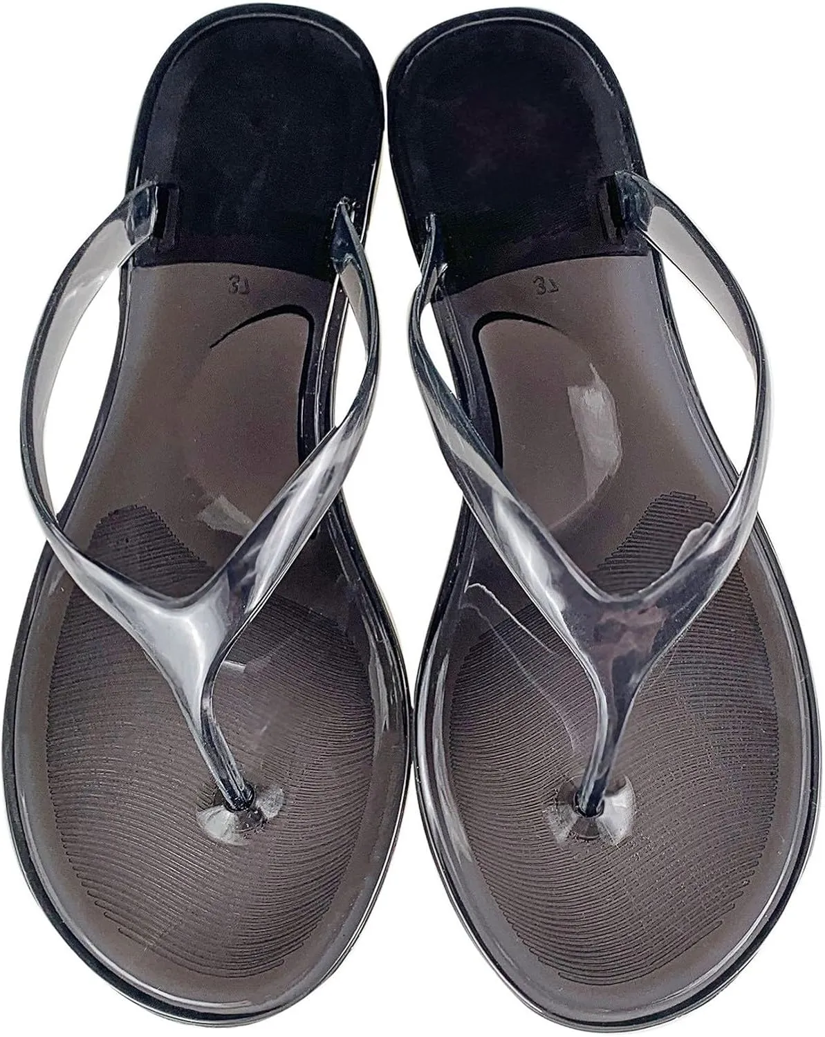 Ladies Summer Transparent Jelly Crystal Flat Bottom Toe Flip Flops Beach Sandal House Slippers for Women Heel