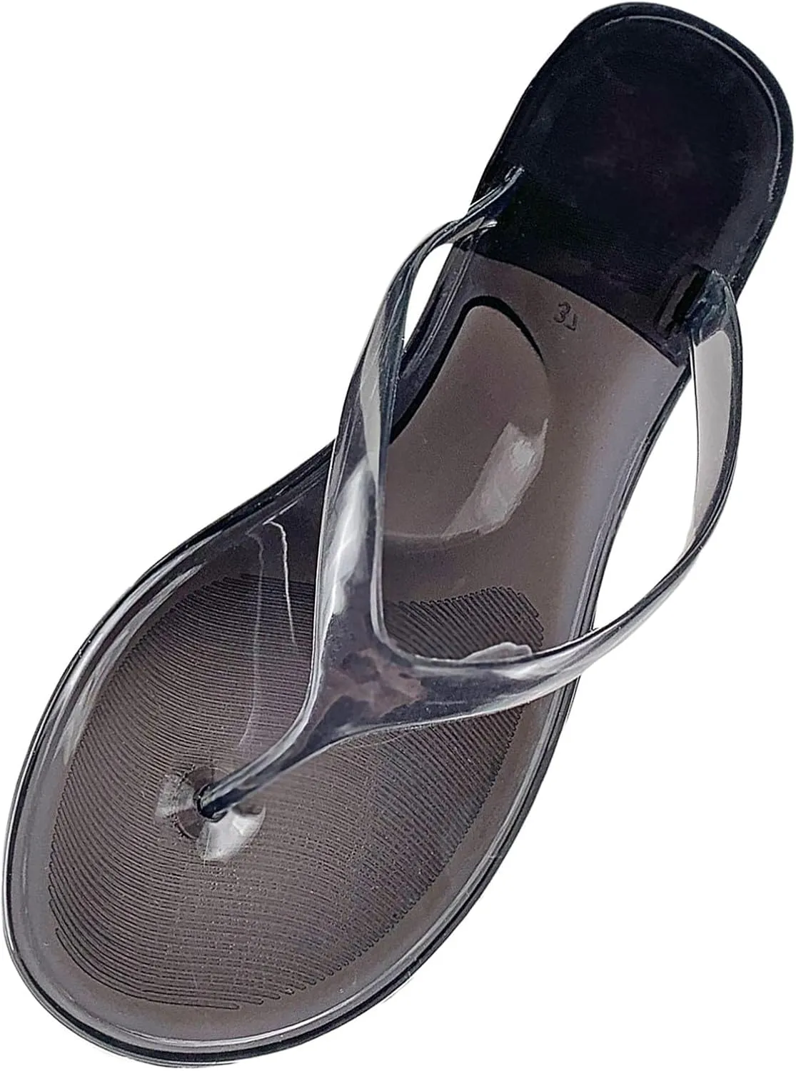 Ladies Summer Transparent Jelly Crystal Flat Bottom Toe Flip Flops Beach Sandal House Slippers for Women Heel