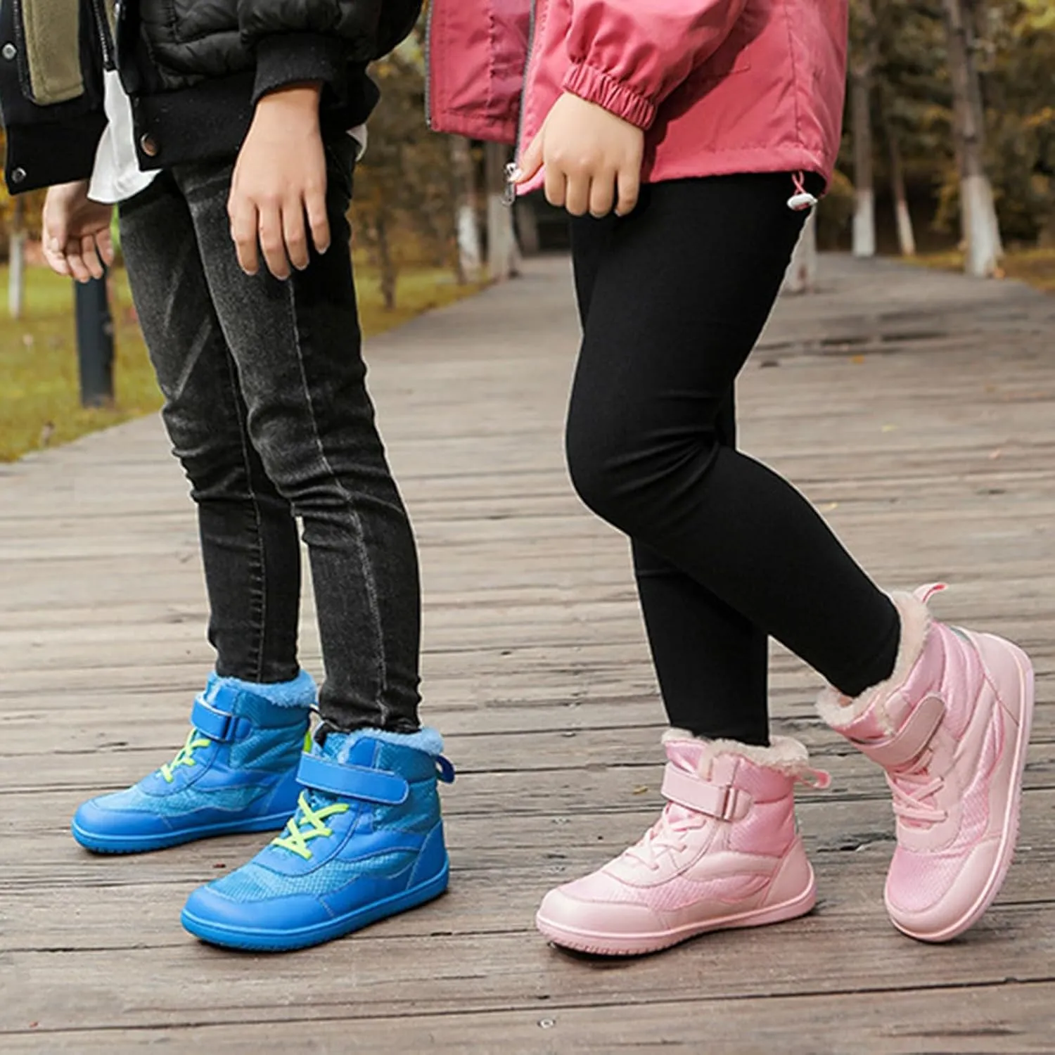 Open Toe Fuzzy Snow Booties For Boys Kids Childrens Leather Flat Non Slip Shoes Outdoor Running Warm Lightweight Boots