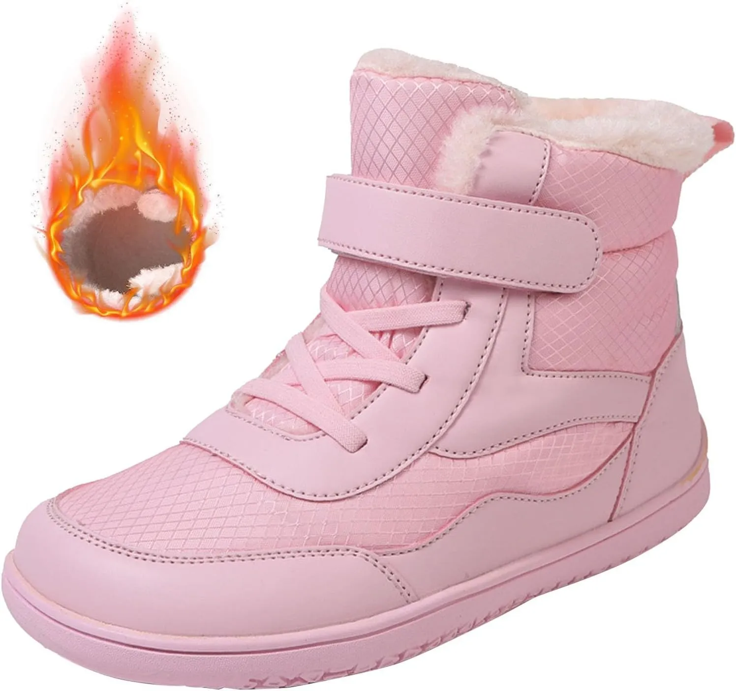 Open Toe Fuzzy Snow Booties For Boys Kids Childrens Leather Flat Non Slip Shoes Outdoor Running Warm Lightweight Boots