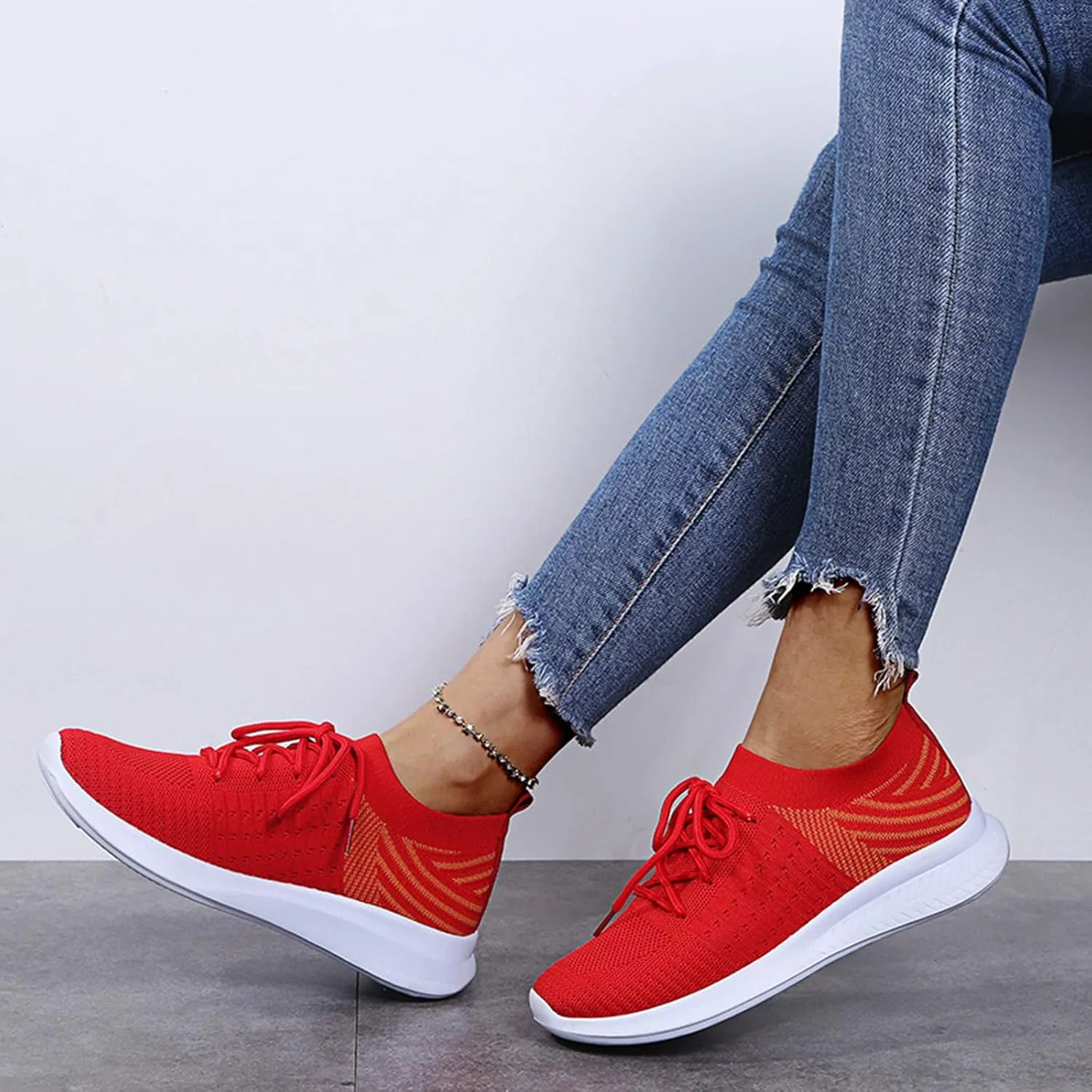 SBGMoSJ Running Shoes Womens Lightweight Fashion Sport Sneakers Zapatos Antiderrapantes para Mujer Womens Slip On Shoes Wide Width Womens White Platform Sneakers Zapatos Antideslizantes para Mujer
