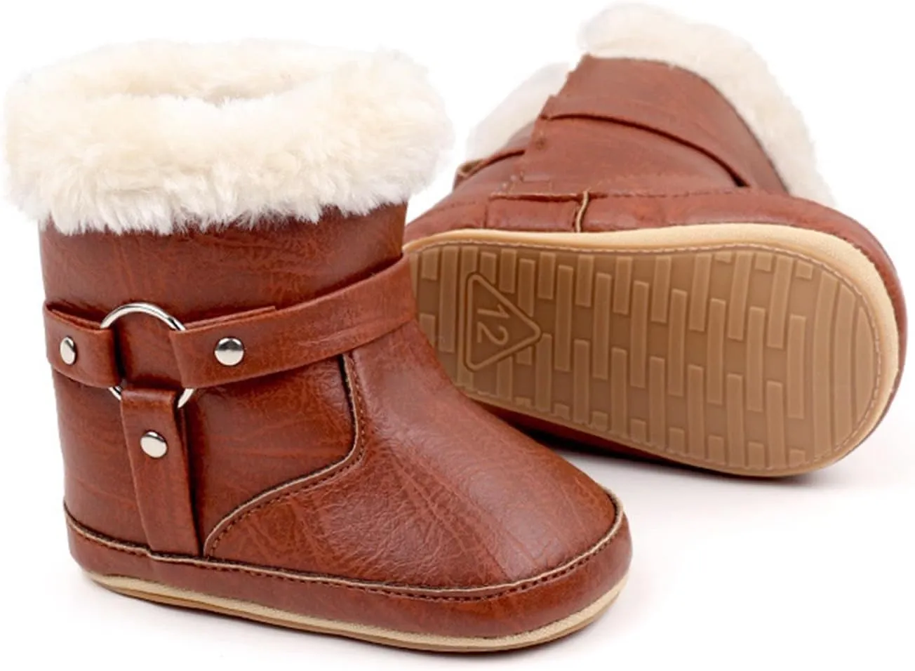 Toddler Baby Warm Fleece Winter Snow Boots Toddler Cute Comfortable Warm Fuzzy Shoes Infant Faux Fr Booties Insulated Toddler Winter Boots
