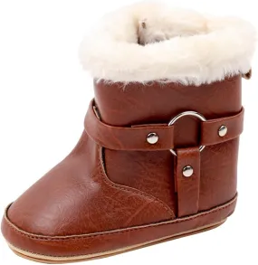 Toddler Baby Warm Fleece Winter Snow Boots Toddler Cute Comfortable Warm Fuzzy Shoes Infant Faux Fr Booties Insulated Toddler Winter Boots