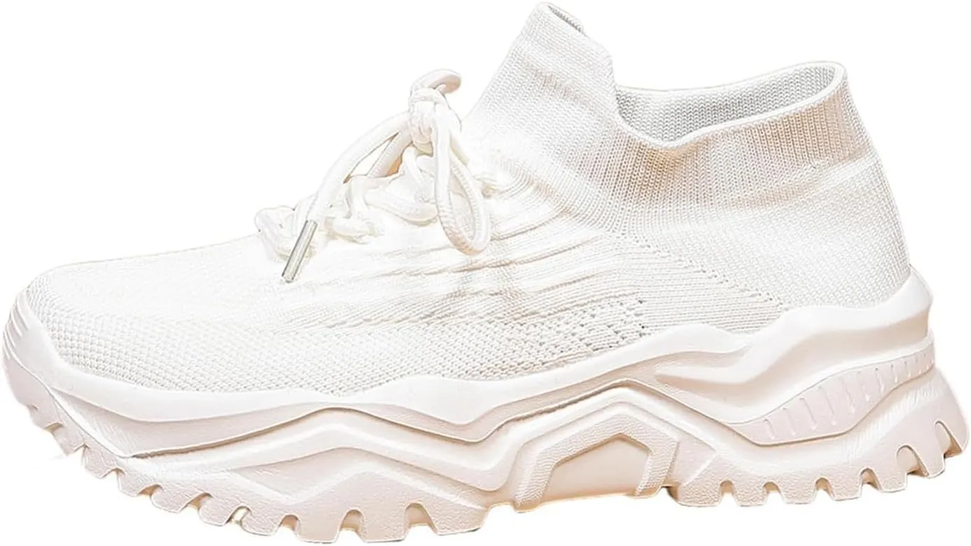 Wide Toe Box Sneakers Women Fashion Platform Chunky Sneakers Loafers Comfortable Breathable Wedge Walking Sport Casual Shoes Mesh Slip On Walking Shoes