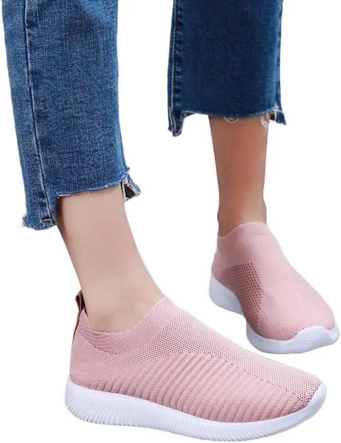 Women's Fashion Sneaker Mesh Slip On Black Non Slip Shoes for Women Comfortable Mens White Running Shoes Womens Loafer Flat Non Slip Sneakers for Women