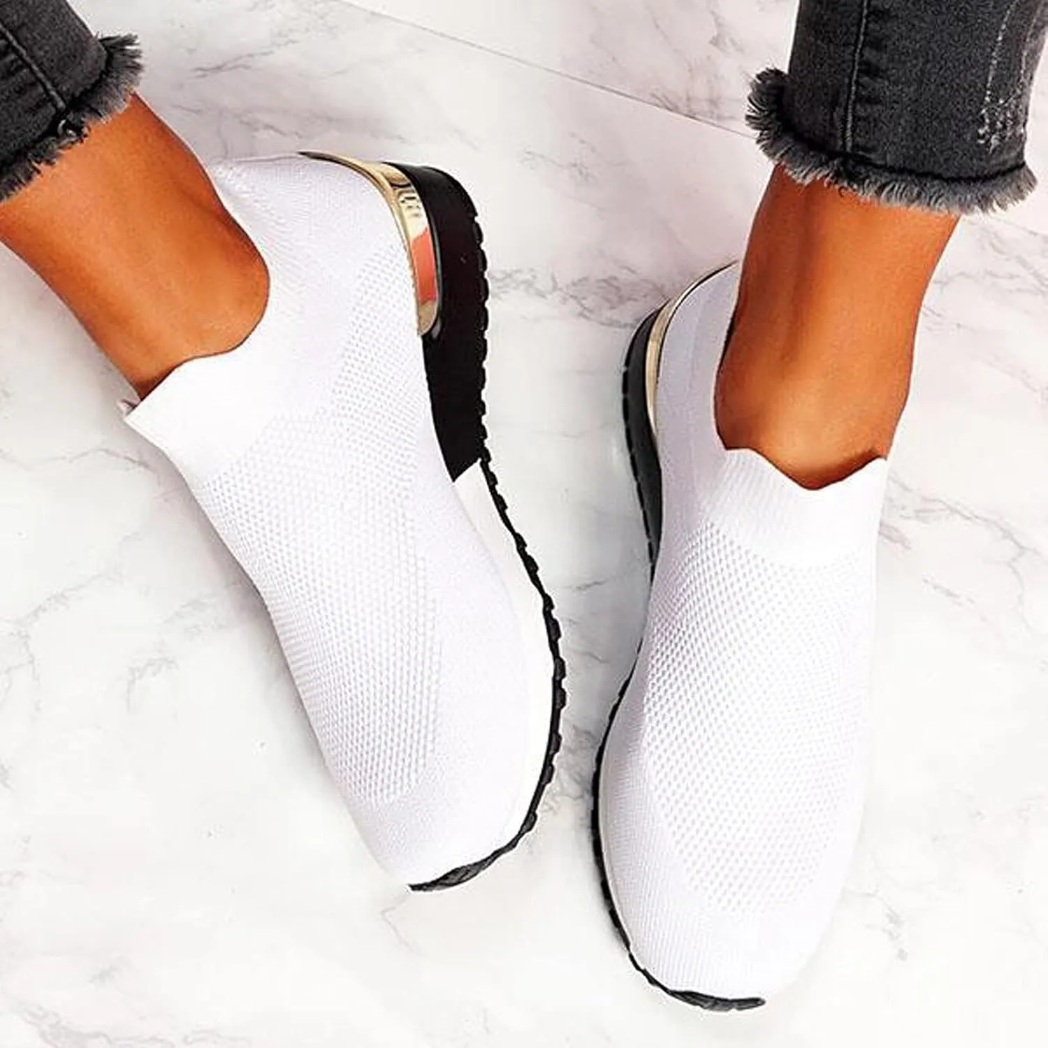 Women's Slip-on Shoes Wide Width Sneakers Hands Free Mens Running Shoes Jogging Men Shoes Casual Dress Sneakers White Tennis Shoe Trainers Shoe