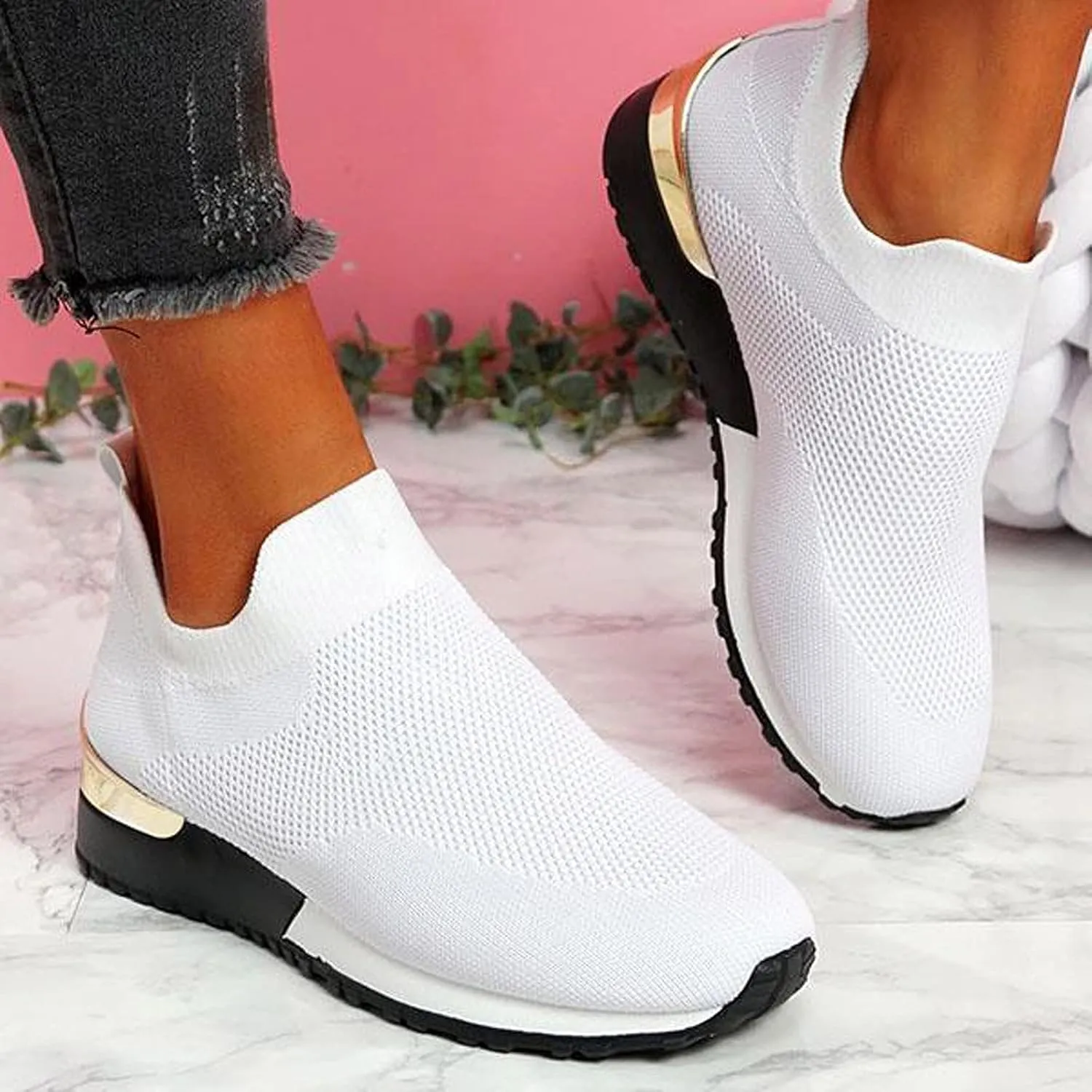 Women's Slip-on Shoes Wide Width Sneakers Hands Free Mens Running Shoes Jogging Men Shoes Casual Dress Sneakers White Tennis Shoe Trainers Shoe