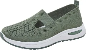 Women's Woven Orthopedic Breathable Soft Sole Tennis Shoes Men Mesh Casual Slip On Shoes Wedge Sneakers Black Tennis Shoe Loafers Casual Slip On